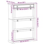vidaXL Armoire à chaussures Corona 99x32x138 cm bois de pin massif