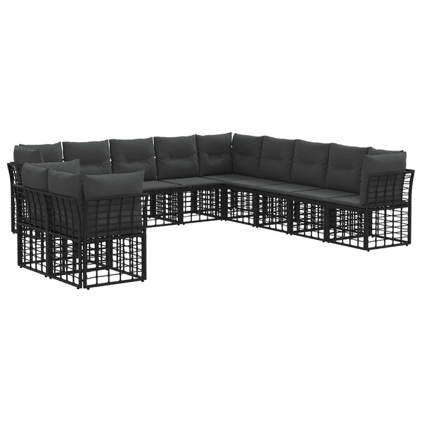 vidaXL Ensemble de canapés d'extérieur Noir Polyester