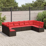 vidaXL Ensemble de Canapés avec coussin 10 Pièces Marron polyrotin