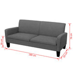 vidaXL Canapé à 3 places 180 x 65 x 76 cm Gris foncé