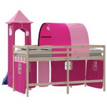 vidaXL Rideaux pour lit mezzanine avec tunnel et tour rose