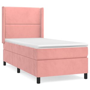 vidaXL Sommier à lattes de lit avec matelas Rose 90x200 cm Velours