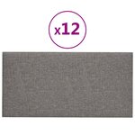 vidaXL Panneaux muraux 12 Pièces Gris clair 60x30 cm Tissu 2 16 m²