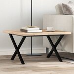 vidaXL Table basse cadre en X 60x60x40 5cm bois de pin massif et acier