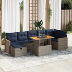 vidaXL Salon de jardin 8Pièces avec coussins gris résine tressée acacia