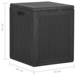 vidaXL Boîte de rangement de jardin 90 L Noir PP Rotin