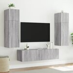 vidaXL Meuble TV mural avec lumières LED sonoma gris 60x35x31 cm