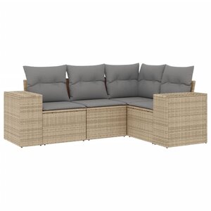 vidaXL Salon de jardin avec coussins 4 Pièces beige résine tressée