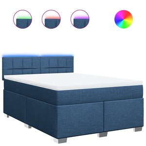 vidaXL Sommier à lattes de lit avec matelas Bleu 140x200 cm Tissu