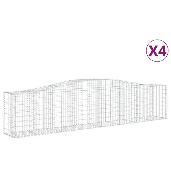 vidaXL Paniers à gabions arqués 4 Pièces 400x50x80/100 cm Fer galvanisé