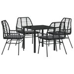 vidaXL Ensemble de salle à manger de jardin 5 pièces avec coussins Noir Poly rotin