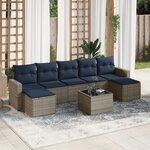 vidaXL Salon de jardin 8 Pièces avec coussins gris résine tressée