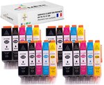 525xl 526xl - 20 cartouches compatible avec canon pgi-525 cli-526 xl  ou 525 526 xl pour imprimante canon pixma - 8 noir +4 cyan +4 magenta +4 jaune