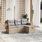 vidaXL Salon de jardin avec coussins 4Pièces mélange beige résine tressée