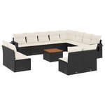 vidaXL Salon de jardin avec coussins 13 Pièces noir résine tressée