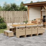 vidaXL Ensemble à manger de jardin et coussins 13 Pièces beige