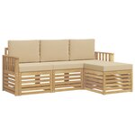 vidaXL Ensemble de canapés d'extérieur 4 Pièces Blanc et Beige