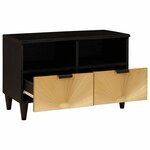 vidaXL Meuble TV Noir et or 70 x 33 x 46 cm bois de manguier massif