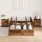 vidaXL Cadre de lit avec rangement Bois Ancien 120 x 200 cm