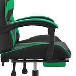 vidaXL Chaise de jeu pivotante et repose-pied Noir et vert Similicuir