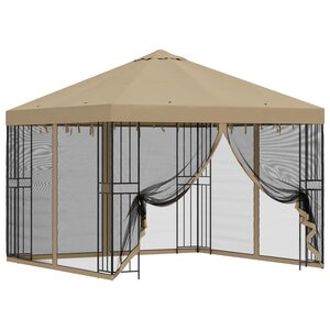 vidaXL Abri de jardin avec parois 3 x 3 m Beige Polyester et Acier
