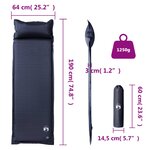 vidaXL Matelas de camping autogonflant avec oreiller 1 personne gris
