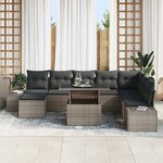 vidaXL Ensemble de canapé de jardin 9 Pièces Gris Poly rotin