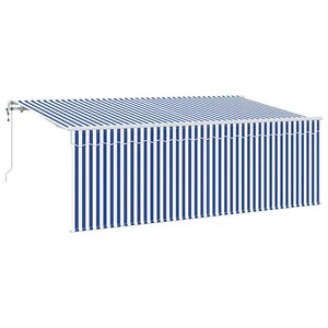 vidaXL Auvent Rétractable Rayé Bleu 350 x 200 cm tissu