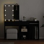 vidaXL Table de maquillage LED Chêne noir 140 x 40 x 140 cm