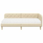 vidaXL Cadre de lit d'angle avec matelas Crème 90 x 200 cm tissu