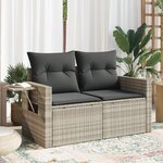 vidaXL Canapé de jardin 2 places et coussins gris clair résine tressée