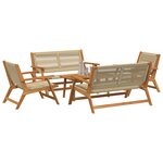 vidaXL Chaises de jardin avec table 5 Pièces Beige en bois massif d'acacia