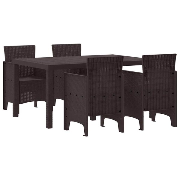 vidaXL Ensemble de salle à manger pour jardin 5 Pièces Marron Rattan Polt