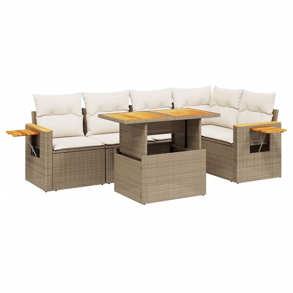 vidaXL Salon de jardin avec coussins 6 Pièces beige résine tressée