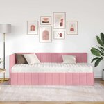 vidaXL Cadre de lit d'angle avec matelas Rose 80 x 200 cm Velours