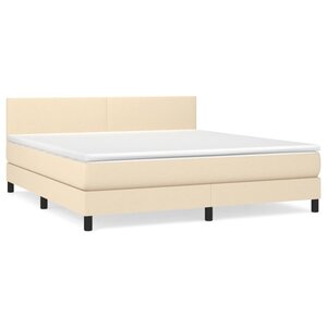 vidaXL Sommier à lattes de lit avec matelas Crème 160x200 cm Tissu