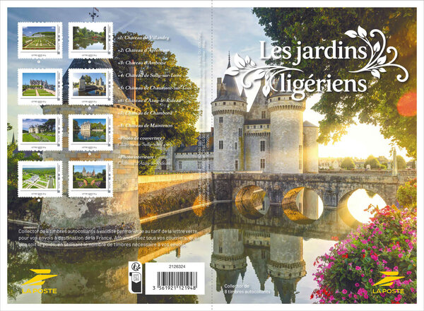Collector 8 timbres - Les jardins ligériens - Lettre Verte