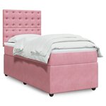 vidaXL Sommier à lattes de lit avec matelas Rose 90x190 cm Velours