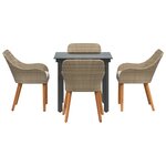 vidaXL Ensemble de salle à manger de jardin 5 pièces en rattan poly beige