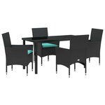 vidaXL Ensemble table et chaises avec coussin 5 Pièces Noir Rotin PE