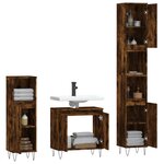 vidaXL Ensemble d'armoires de salle de bain 3 Pièces chêne fumé