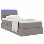 vidaXL Lit de rangement LED avec matelas Taupe 100 x 200 cm Tissu