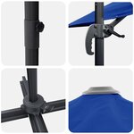 vidaXL Parasol Roma à Bras Déporté Bleu  Noir 352 x 251 x 260 cm