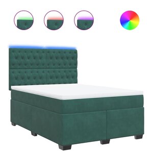vidaXL Sommier à lattes de lit et matelas Vert foncé 140x190cm Velours