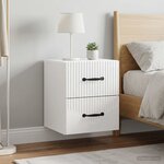 vidaXL Cabinet de chevet mural 2 pc Blanc brillant 34 5 x 33 x 40 cm