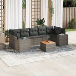 vidaXL Salon de jardin 8 Pièces avec coussins gris résine tressée