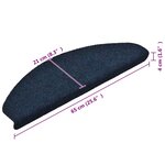 vidaXL Tapis d'escalier autocollants 15 Pièces Bleu 65x21x4 cm Aiguilleté