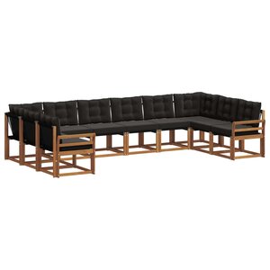 vidaXL Ensemble de canapés d'extérieur 10 pc Naturel et Noir