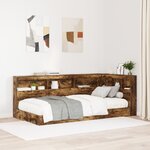 vidaXL Lit Bibliothèque Chêne Fumé 90x190 cm Bois d'ingénierie