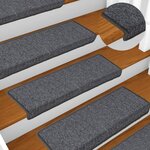 vidaXL Tapis d'escalier 15 pièces 65 x 21 x 4 cm Gris foncé Bord rectangulaire